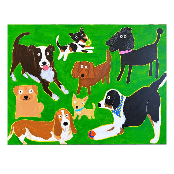 jumbled Emily viski dog lovers club original artwork canvas abstract green brown Australian Brisbane affordable art fair jumbledonline