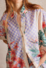 jumbled free people retro tropics shirt sunset combo collar button front short sleeve flowers floral lilac check gingham peach red green linen cotton summer holiday fun slouchy womens fashion australia jumbledonline