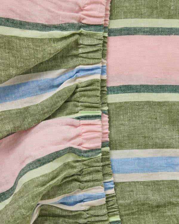 Cactus Stripe Linen Fitted Sheet by Kip & Co