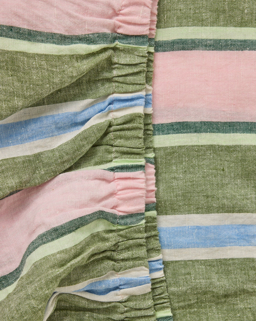 Cactus Stripe Linen Fitted Sheet by Kip & Co
