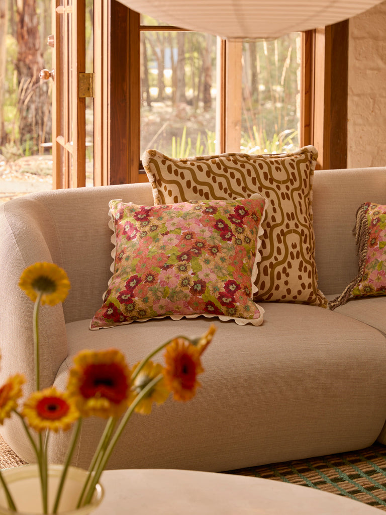 Primrose Sunset 50cm Cushion styled