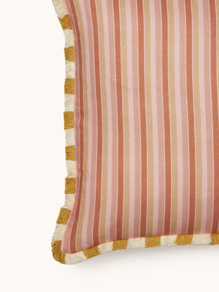 Garden Stripe Pink 50cm Cushion detail
