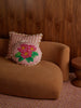 Garden Stripe Pink 50cm Cushion styled
