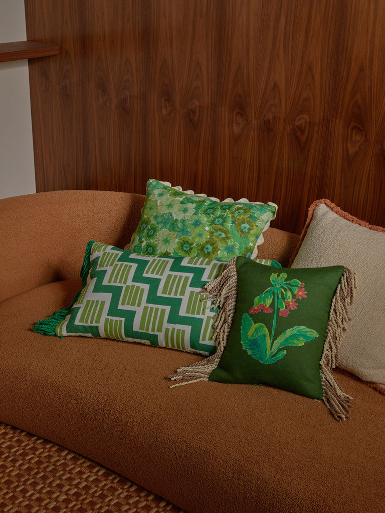 Primrose Green 50cm Cushion styled