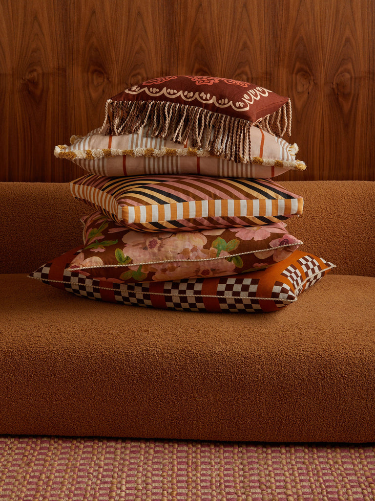 Prairie Cocoa 60cm Cushion styled