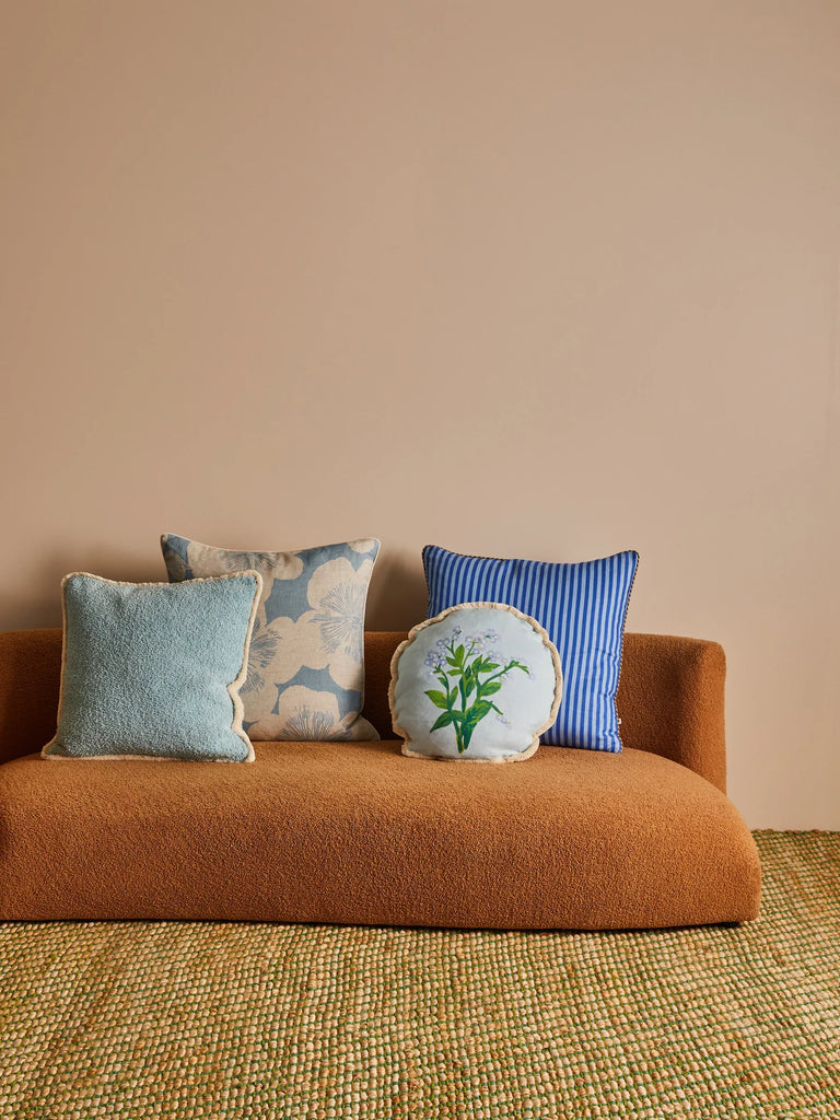 Grain Blue 50cm Cushion styled living room