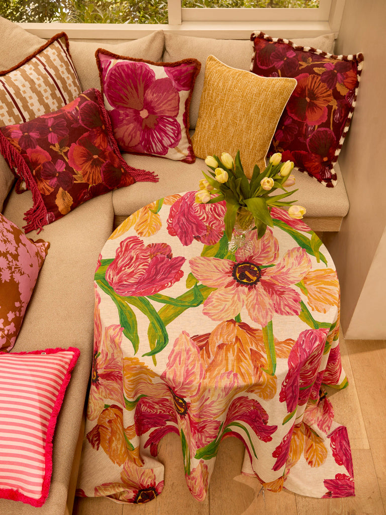 Gem Mustard 50cm Cushion styled