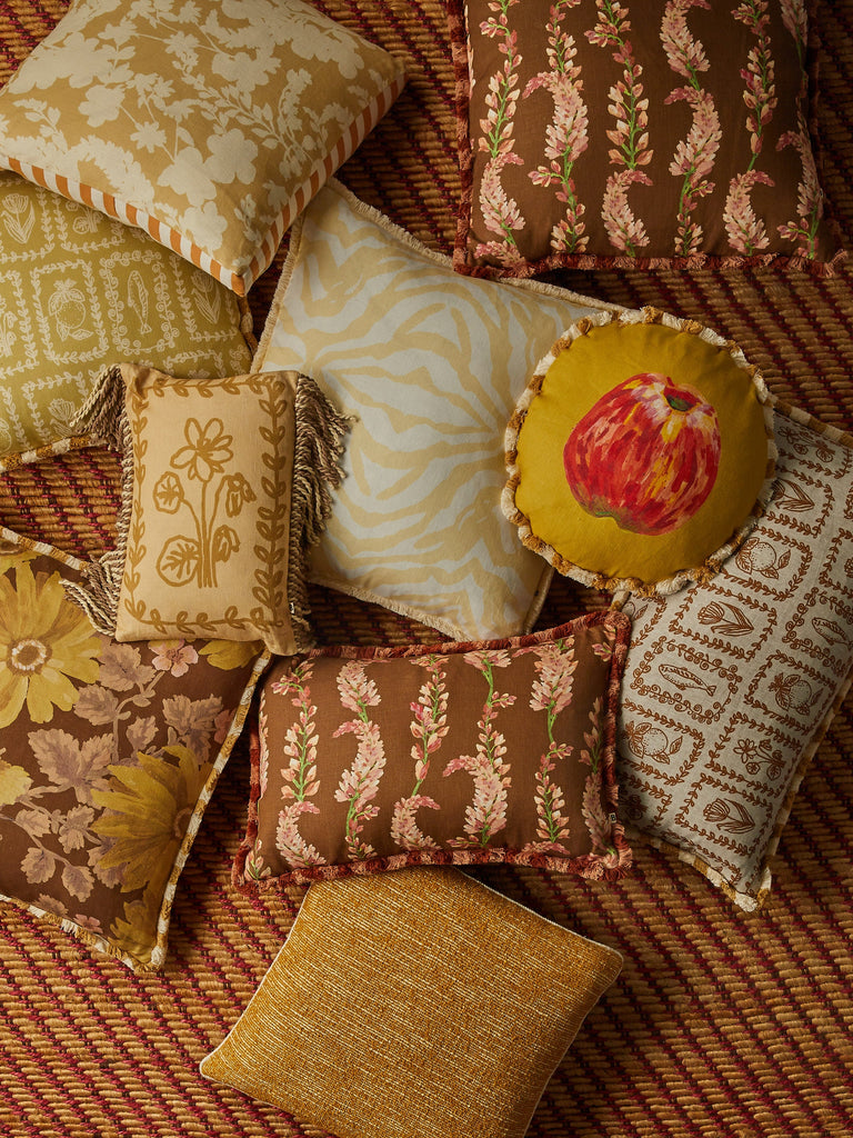 Gem Mustard 50cm Cushion styled