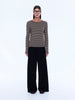Piper Long Sleeve Stripe Top - Sand Stripe