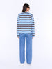 Maria Boxy Long Sleeve Tee - Blue/Brown Stripe