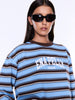 Maria Boxy Long Sleeve Tee - Blue/Brown Stripe