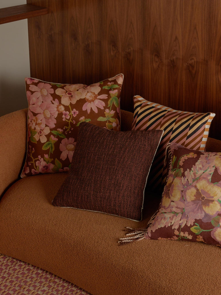Prairie Cocoa 60cm Cushion styled living room