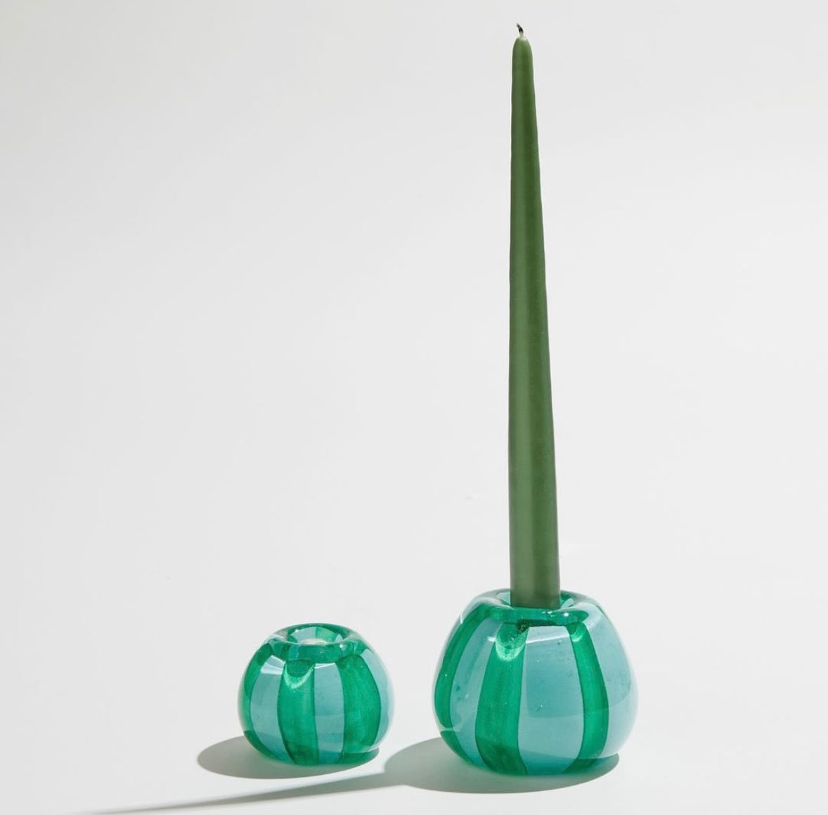Large Candy Candlestick Holder Sky / Emerald Jumbled