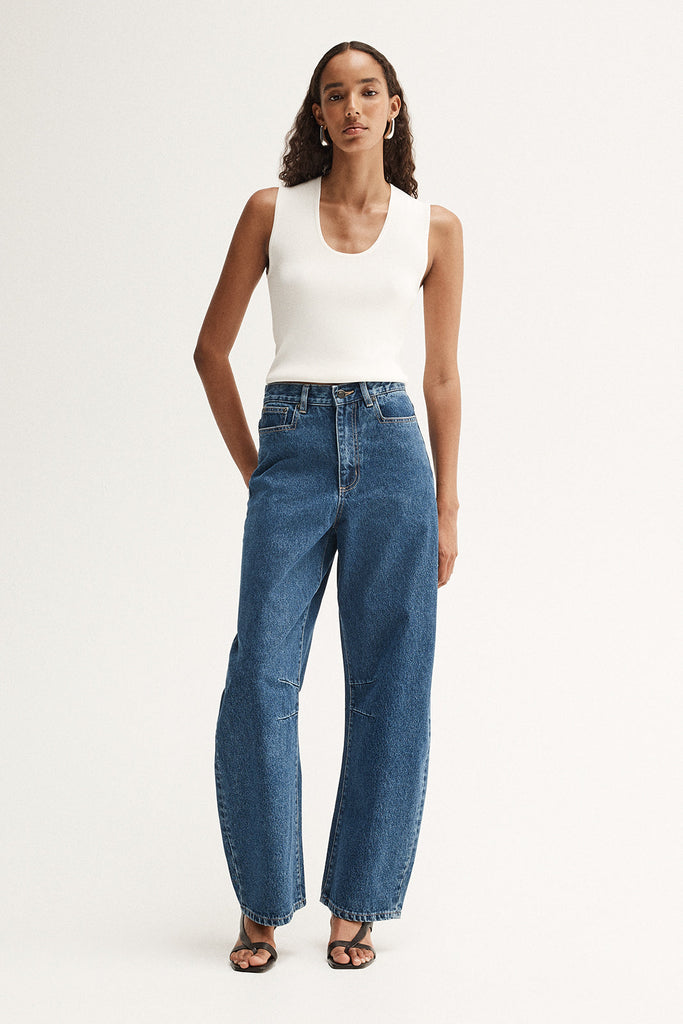 Mason Barrel Leg Jean Dark Indigo