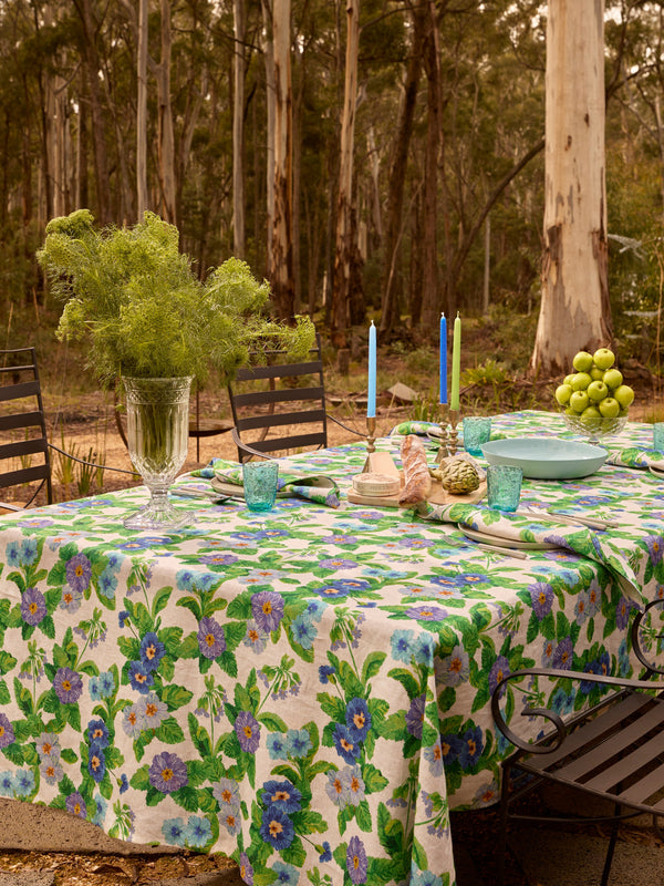 Summer Patch Blue Tablecloth styled