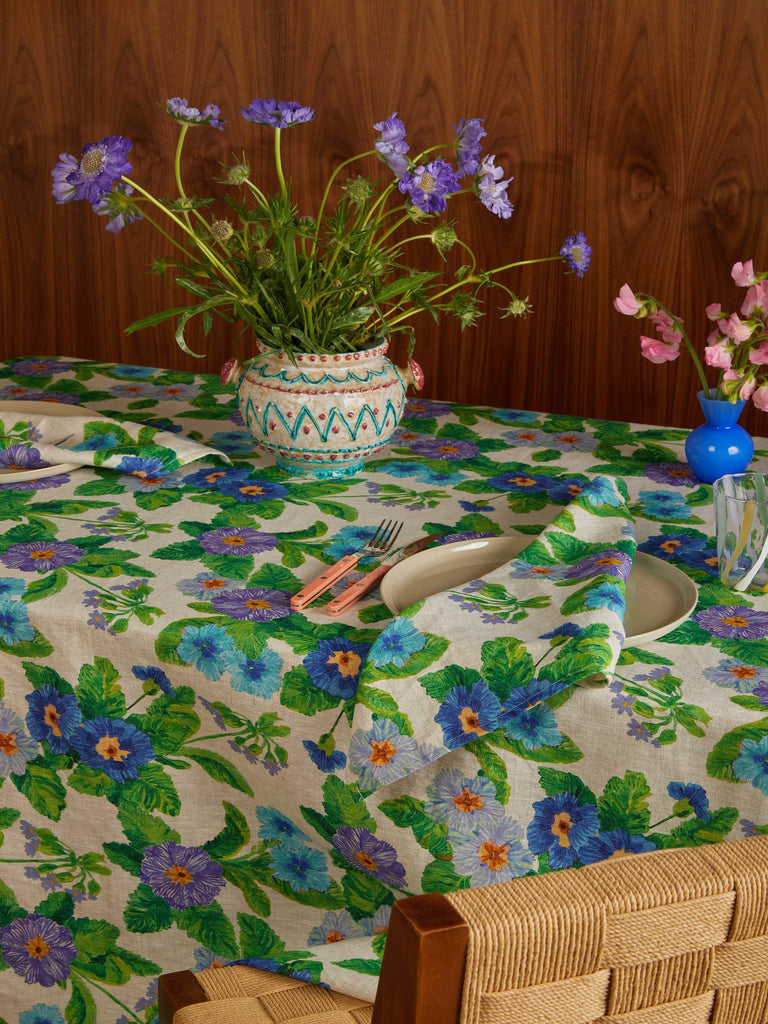 Summer Patch Blue Tablecloth styled