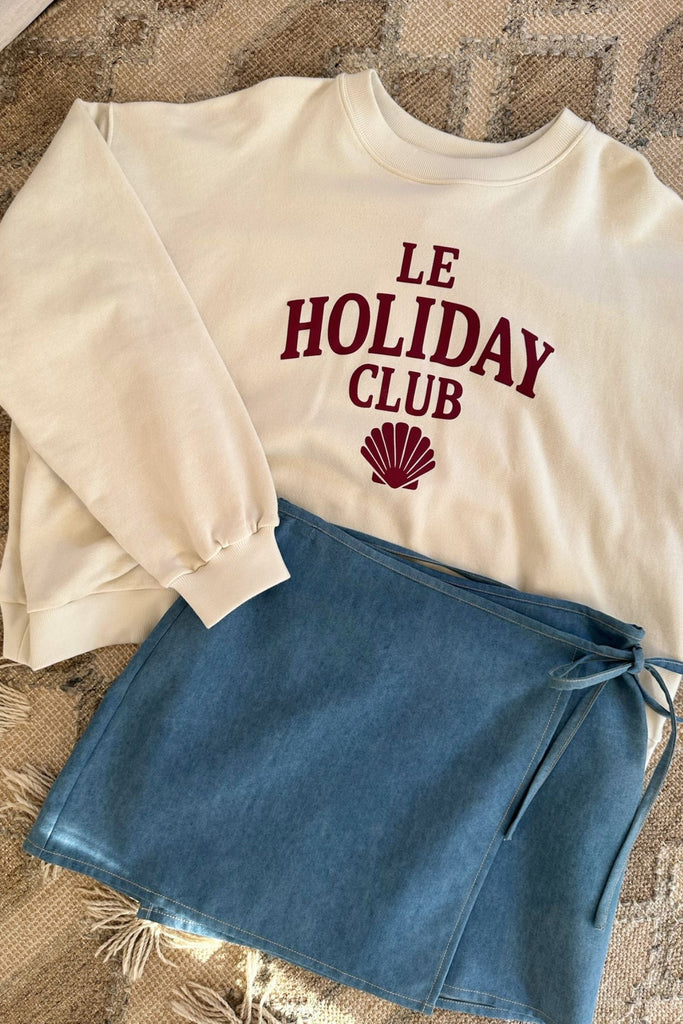 Le Holiday Club Sweater - Coconut White - Red