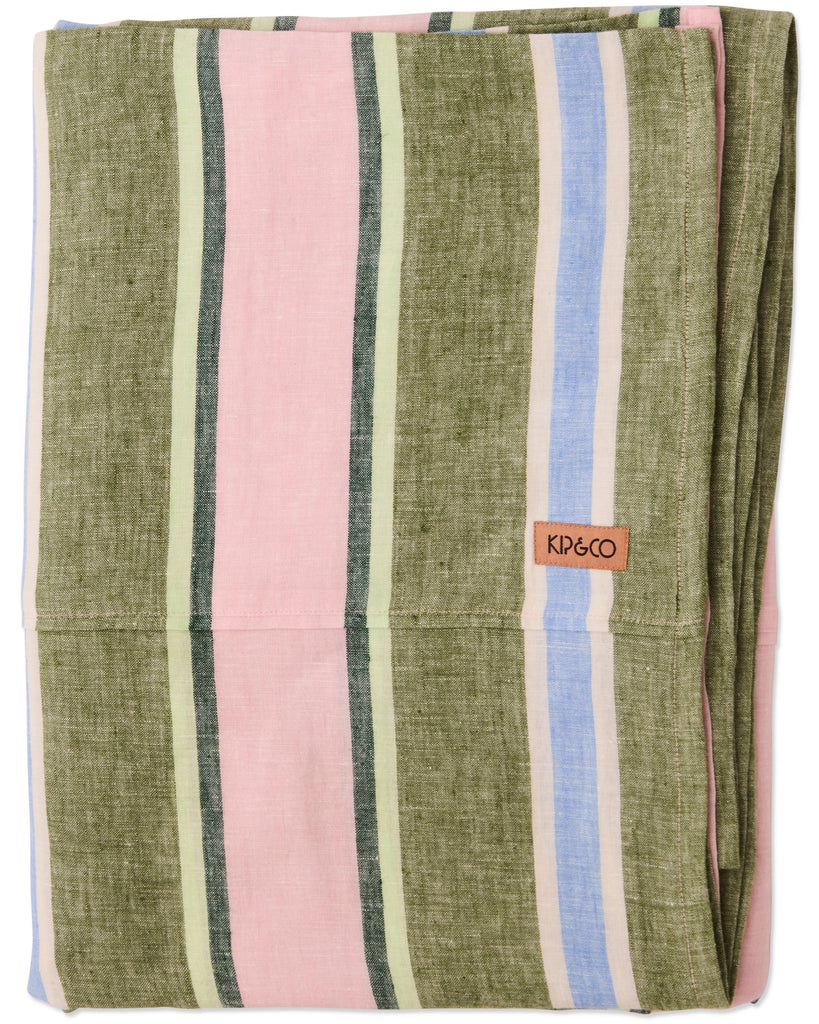 Cactus Stripe Linen Flat Sheet by Kip & Co
