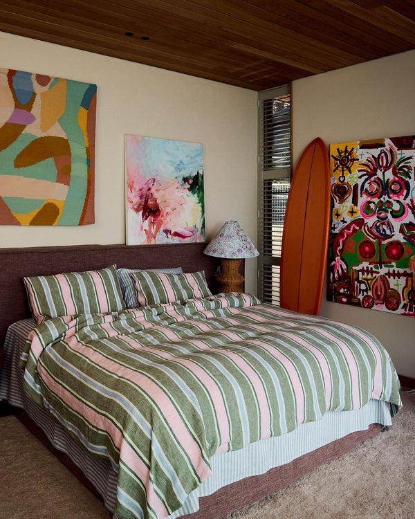 Cactus Stripe Linen Quilt Cover by Kip & Co