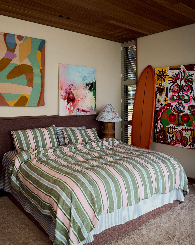 Cactus Stripe Linen Quilt Cover by Kip & Co