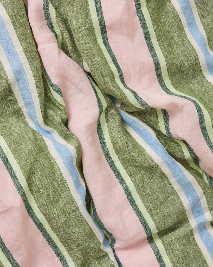 Cactus Stripe Linen Flat Sheet by Kip & Co