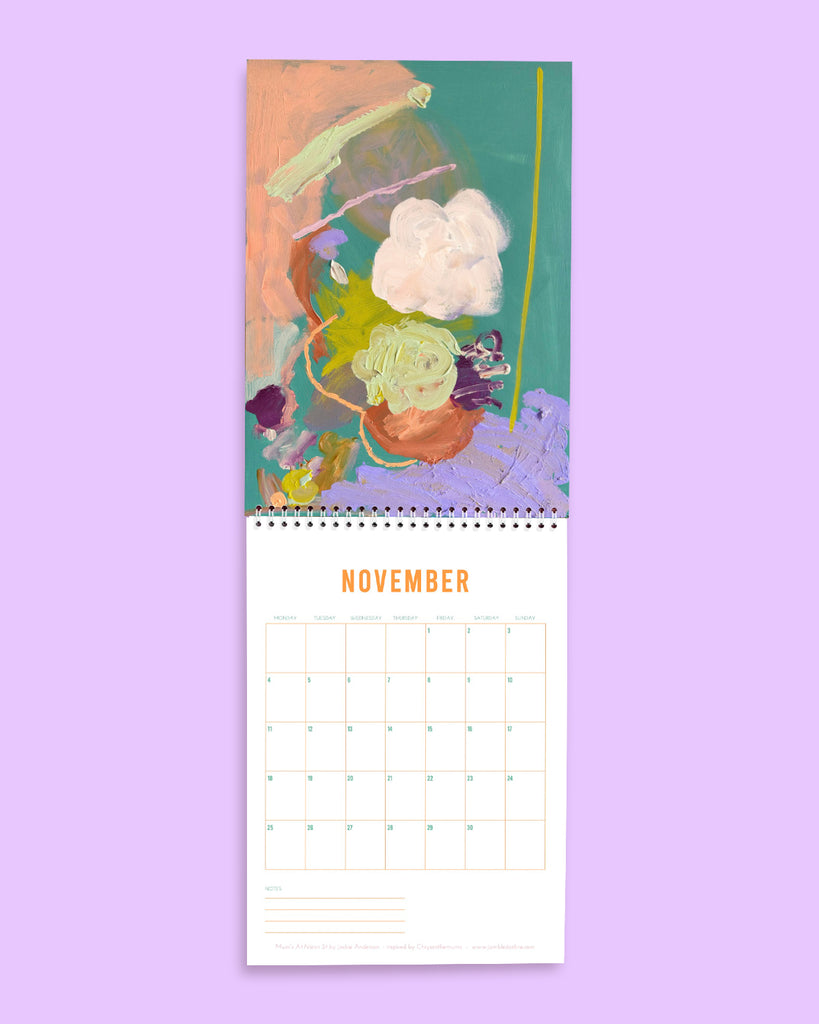 jumbled 2024 wall calendar original art month to view a3 artist flower art a year to grow birth flower christmas gift stocking filler australia jumbledonline art abstract