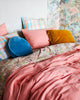 jumbled kip and co velvet pea cushion round lagoon teal bedroom living room decor styling australia
