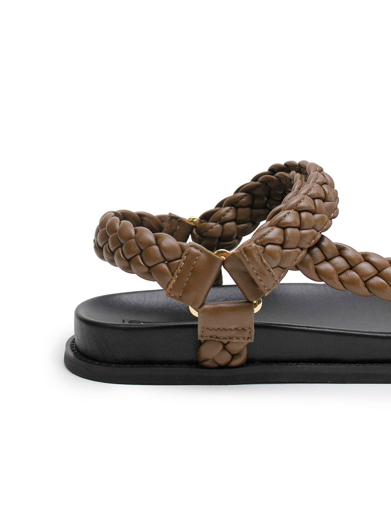 la tribe jumbled elke braided leather sandal walnut hand made summer sandal australia  Edit alt text