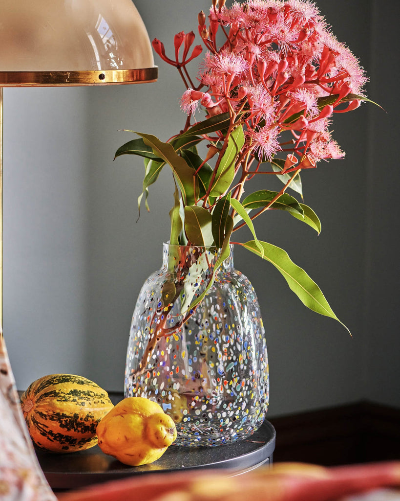 jumbled kip and co party speckle glass vase round clear rainbow terrazzo bright colourful gift homewares australia 