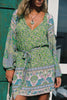 jumbled Arnhem calypso Sacramento tunic apple green blue purple floral long sleeve mini belt summer womens fashion dress australia  Edit alt text