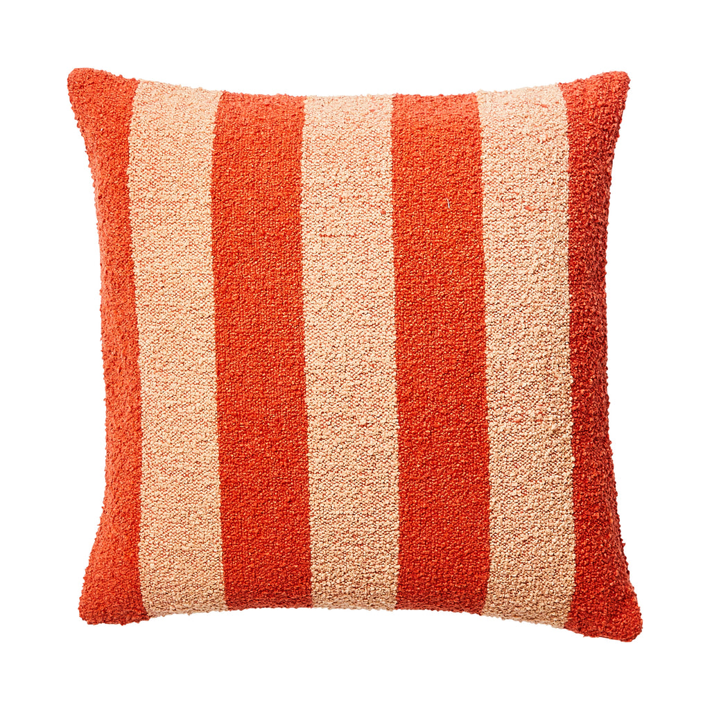 Boucle Stripe Red Peach Cushion