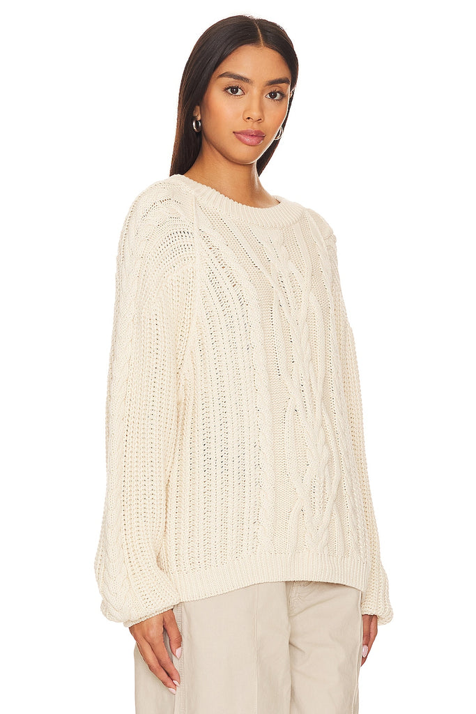 jumbled free people Frankie cable knit ivory white chunky ribbed sweater relaxed slouchy scoop hemline layering autumn winter womens fashion australia jumbledonline