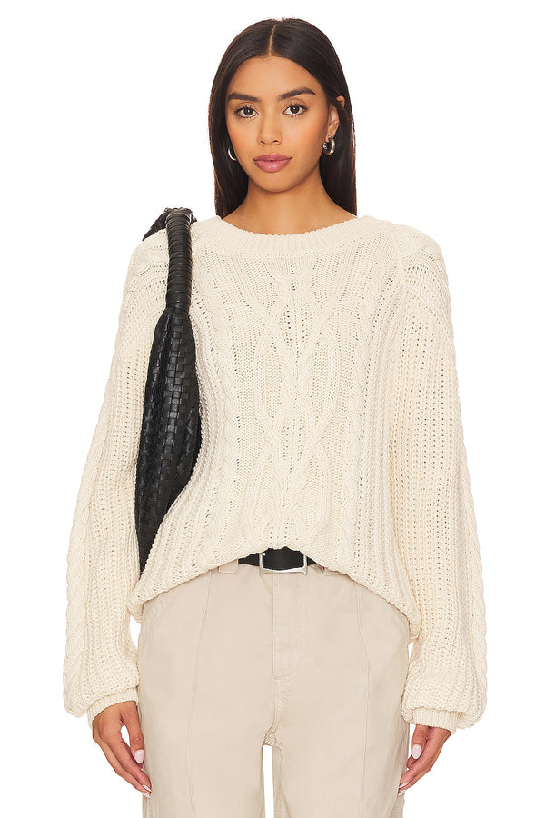 jumbled free people Frankie cable knit ivory white chunky ribbed sweater relaxed slouchy scoop hemline layering autumn winter womens fashion australia jumbledonline