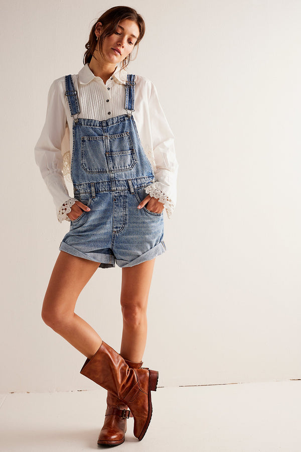 jumbled free people Ziggy shortfall follow your heart denim mis wash overall coverall shortall relaxed fit straps shorts womens fashion layering jumbledonline australia
