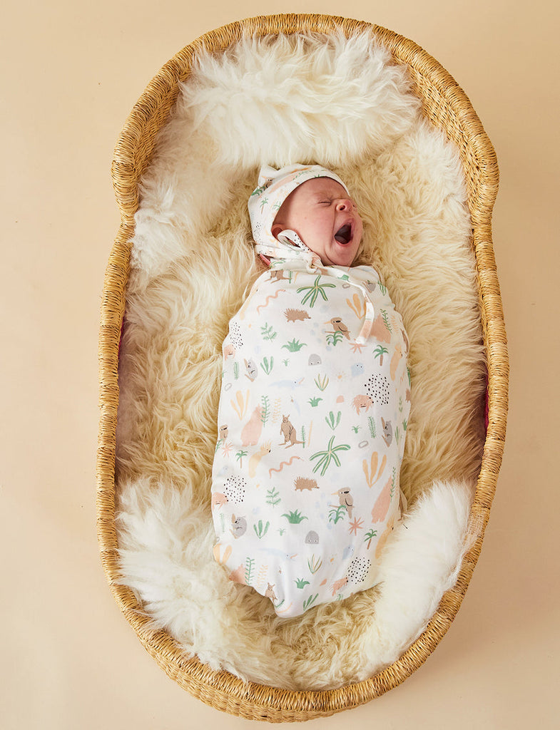 jumbled halcyon nights baby wrap outback dreamers bush animals australia bay wrap swaddle cotton jersey pram cover blanket baby shower gift gender neutral