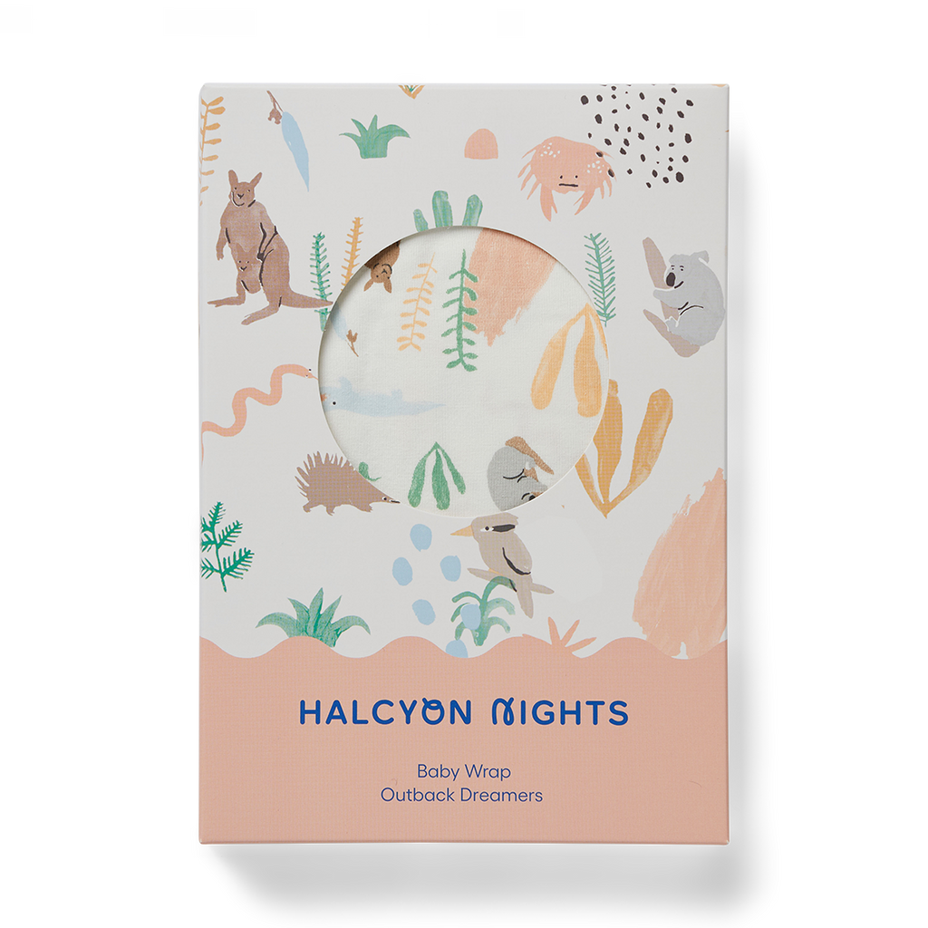 jumbled halcyon nights baby wrap outback dreamers bush animals australia bay wrap swaddle cotton jersey pram cover blanket baby shower gift gender neutral 