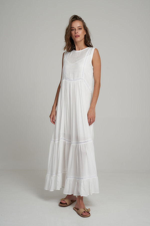 jumbled lilya Issy dress ivory white sleeveless maxi dress tank long summer fashion womens australia classic stylish 