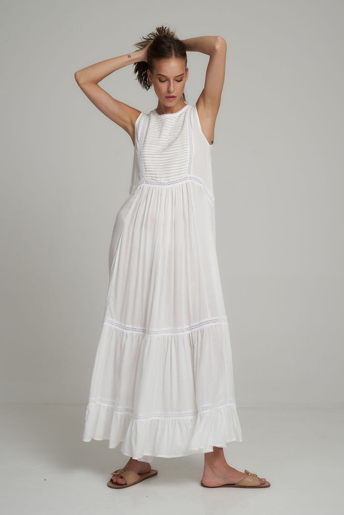 jumbled lilya Issy dress ivory white sleeveless maxi dress tank long summer fashion womens australia classic stylish