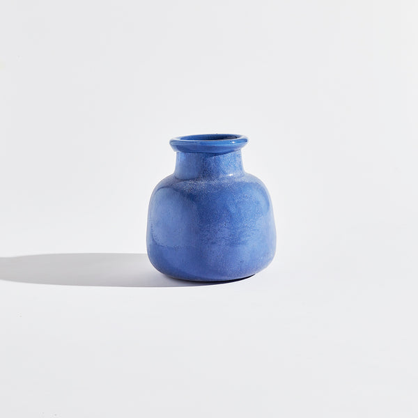 jumbled ben David KAS Byron round glass vase indigo blue sculpture design australia