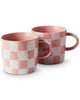 jumbled kip and co toasty checkered mug set pink and white hand painted ceramic check tea coffee gift australia kitchen jumbledonline