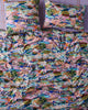 jumbled kip and c Kezz Brett waterlily waterway organic cotton gots quilt cover doona floral flower bright bedding bed bedroom blue pink green orange styling fun australia jumbledonline
