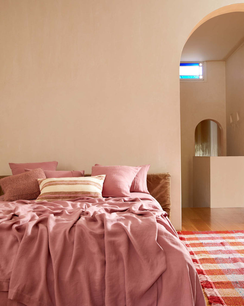 jumbled kip and co peony linen pillowcase set dusty pink bedding Australia