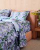 100% GOTS organic cotton quilt cover with blue and lilac flowers