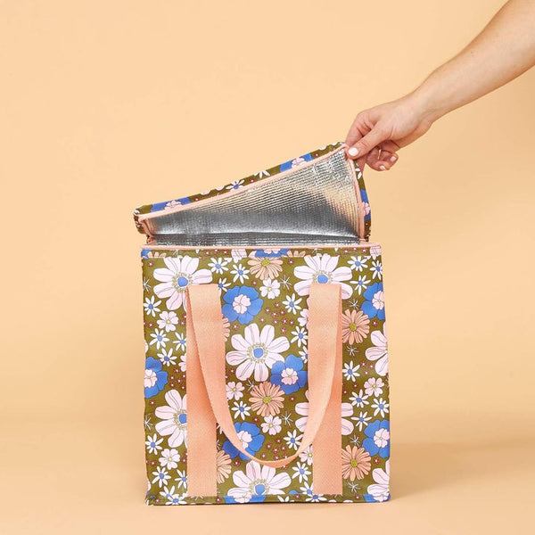 jumbled kollab blue flowers cooler bag insulated lunch box pink green australia gift school picnic work jumbledonline