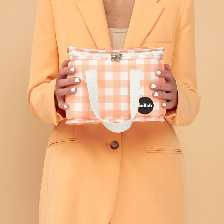 jumbled kollab apricot check orange insulated lunch box cooler bag work school picnic australia jumbledonline