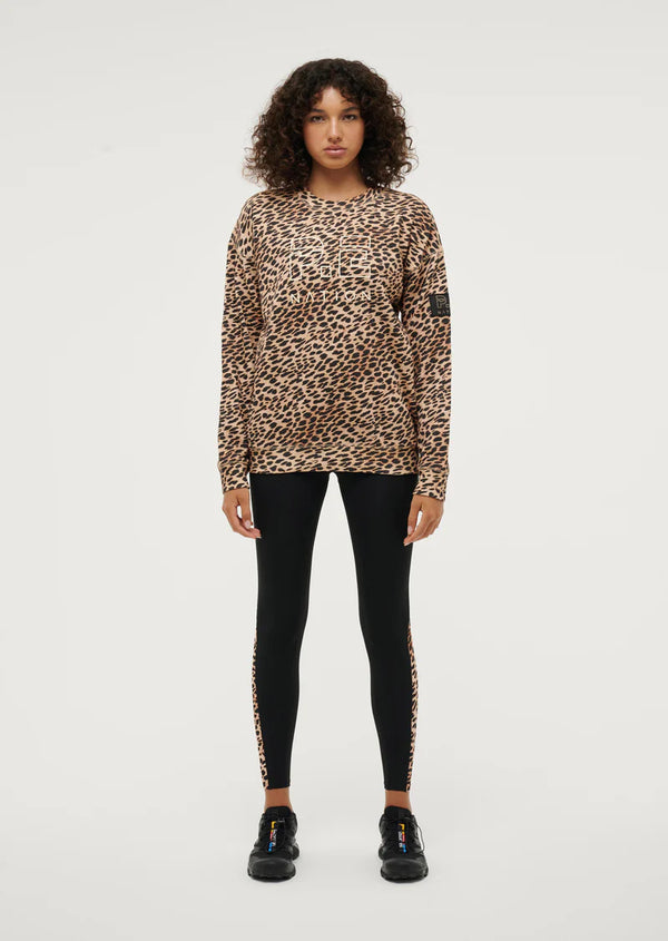 jumbled pe nantion elemental sweater cheetah animal print tan black jumper workout athelesuire womends winter fashion australia
