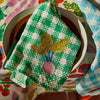jumbled sage and clare linen napkin set rustic gingham embroidered