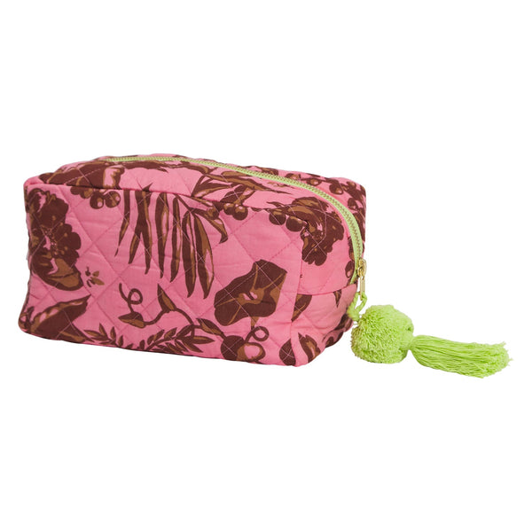 jumbled sage and clare safe beauty bag cosmetic travel makeup pouch accessory tassel pom pom green lime pink maroon floral flowers retro design zip up bath body bathroom australia jumbledonline