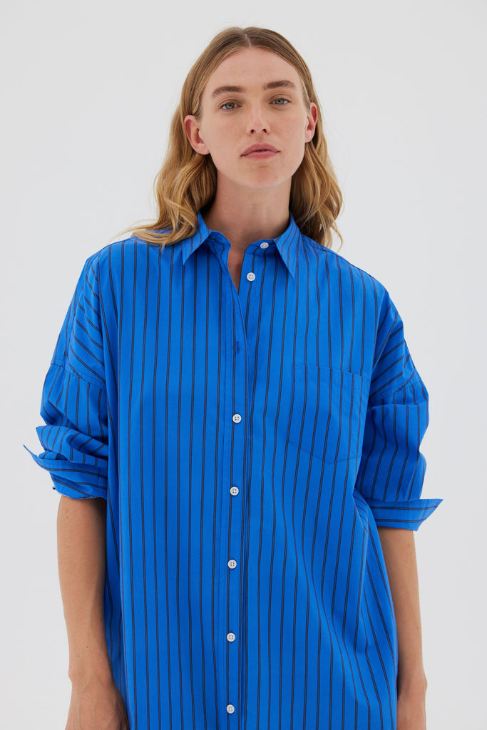 Chiara Classic Shirt - Ink Blue / Navy Stripe