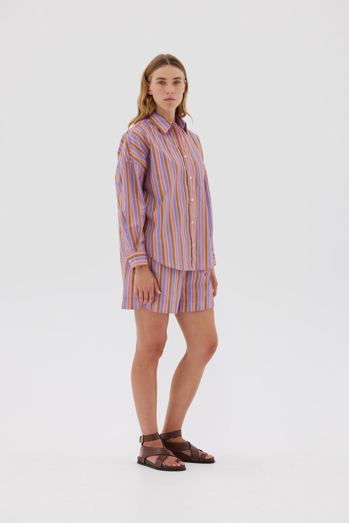 Chiara Classic Shirt - Pink / Violet Stripe